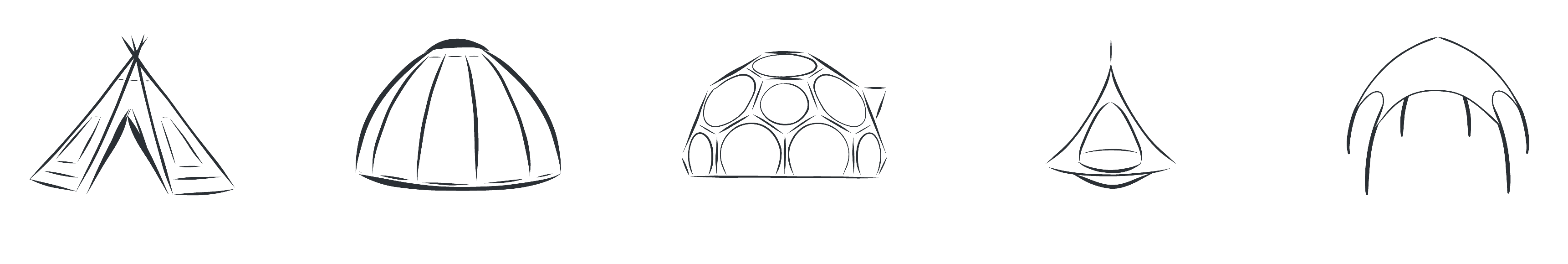 Dining domes, tipis, hanging cocoons, shade tents and tandem bikes